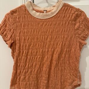 FREE PEOPLE CORAL ROUCHED TOP (SIZE MEDIUM)